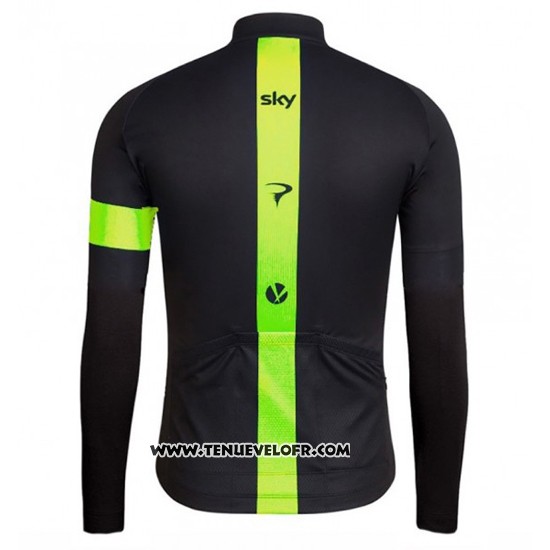 2016 Maillot Ciclismo Sky Vert et Noir Manches Longues et Cuissard